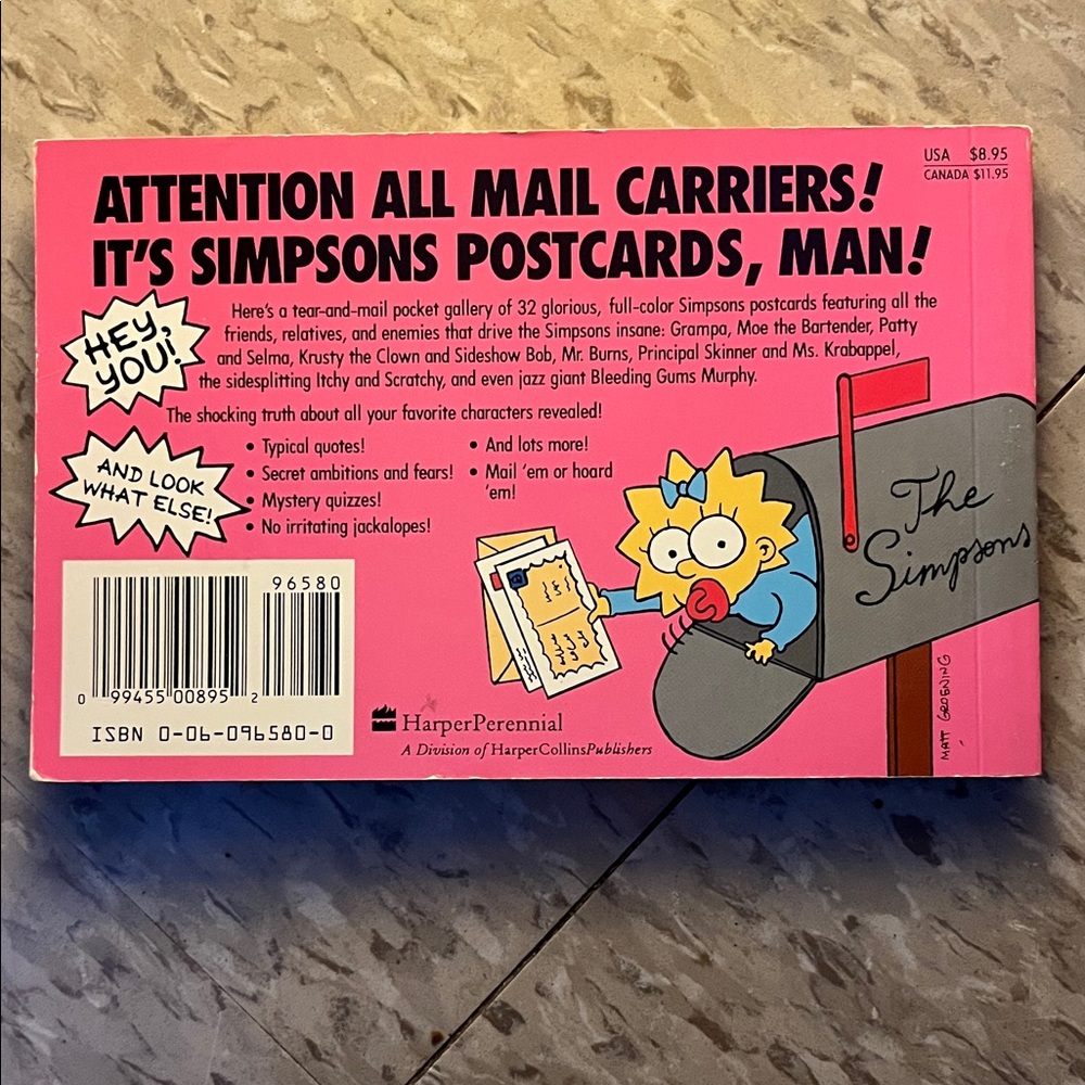 The Simpsons Postcards Set Vintage 1990 Greetings From The Simpsons
